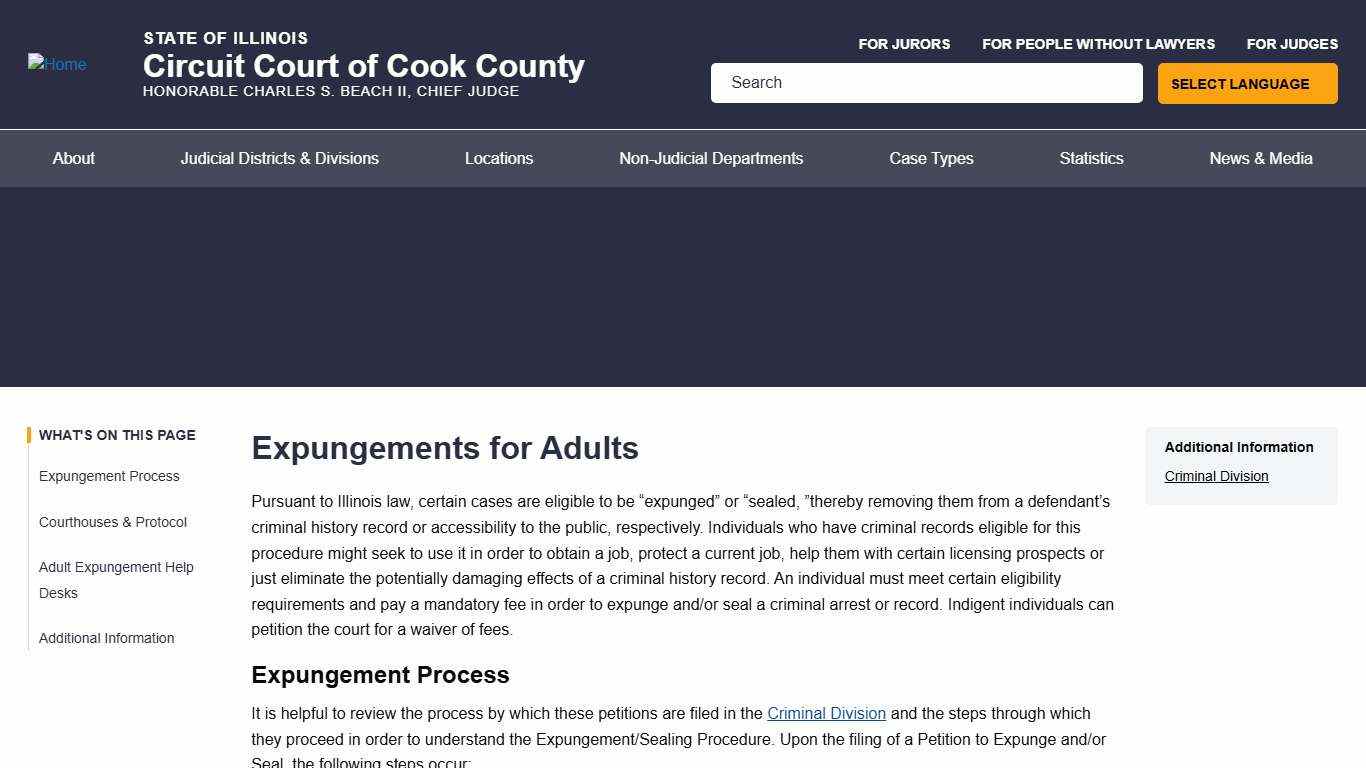 Expungements for Adults | Circuit Court of Cook County
