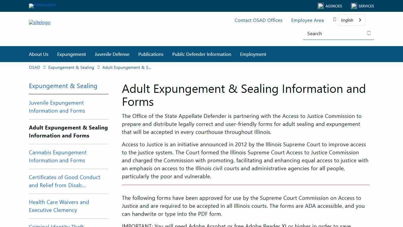 Adult Expungement & Sealing Information and Forms